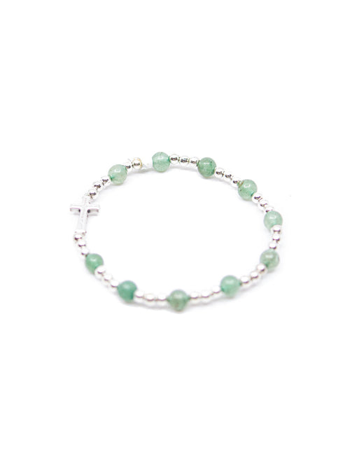 Edelsteinarmband "Aventurin" (mit Kreuz) – Detailansicht
