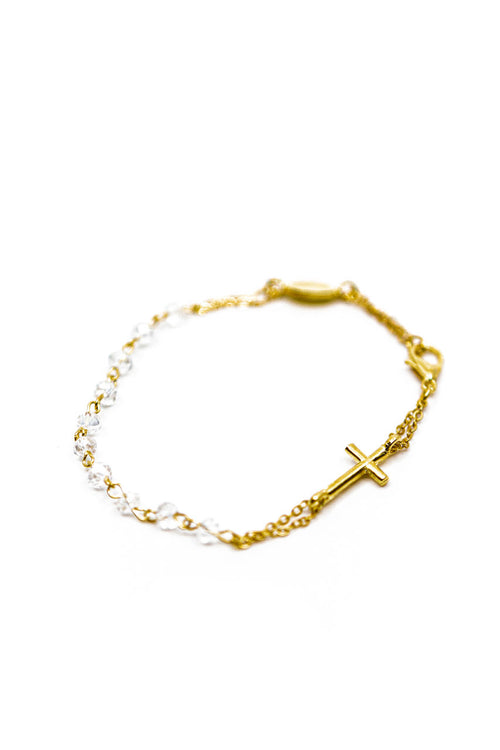 Armkette mit transparenten Kristallkugeln (Goldfarben)