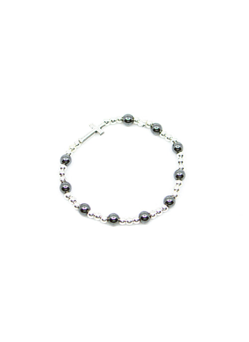 Edelsteinarmband Hämatit (mit Kreuz)